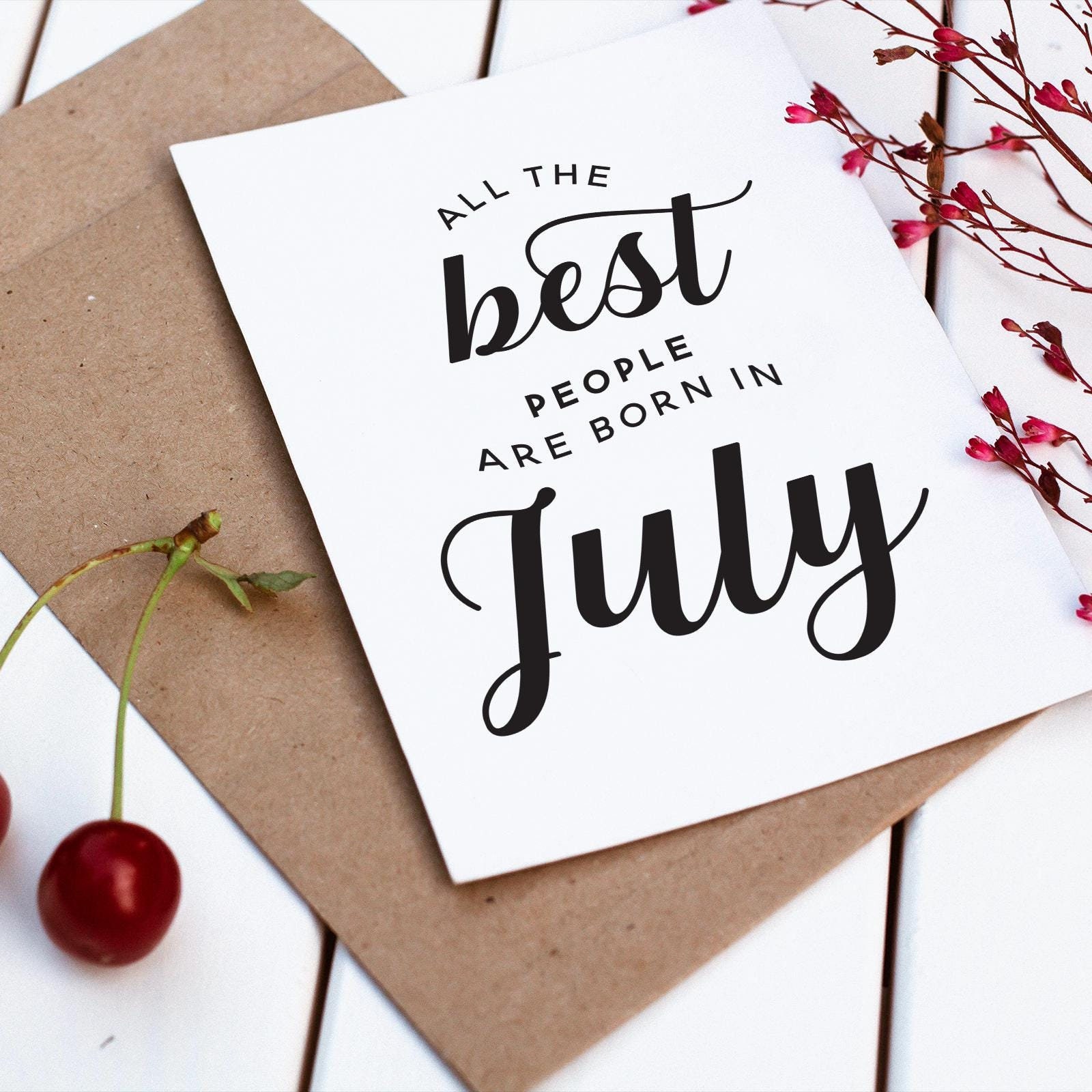 Biglietto di auguri di compleanno di luglio stampabile • Biglietto di auguri di compleanno stampabile • Biglietto di auguri di compleanno digitale • Biglietto di auguri 5x7 • PDF e JPG stampabili