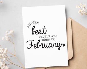 Printable February Birthday Card • Printable Birthday Card • Digital Birthday Card • 5x7 Greeting Card • Printable PDF and JPG