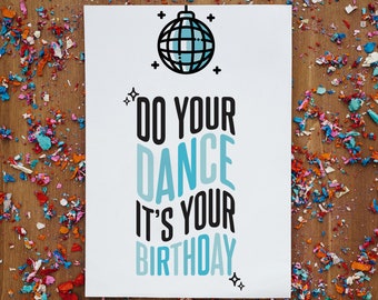 Biglietto di auguri di compleanno stampabile in stile discoteca • Biglietto di auguri di compleanno stampabile • Biglietto di auguri di compleanno digitale • Biglietto di auguri 5x7 • PDF e JPG stampabili