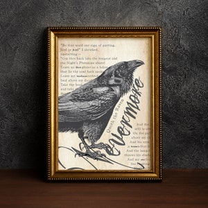 Gothic Nevermore Graphic Print • Digital File Download • Edgar Allan Poe • Halloween Posters • Goth & Spooky Designs • The Raven Poem
