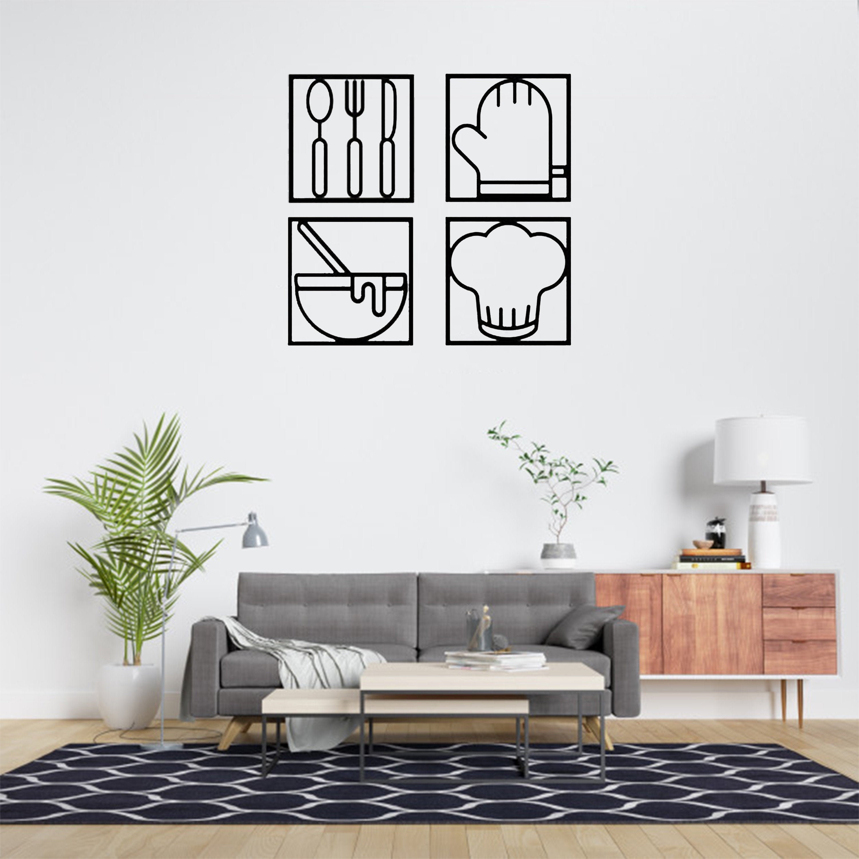 Küchen Set Wandposter Koch Symbole Holzschild | Etsy