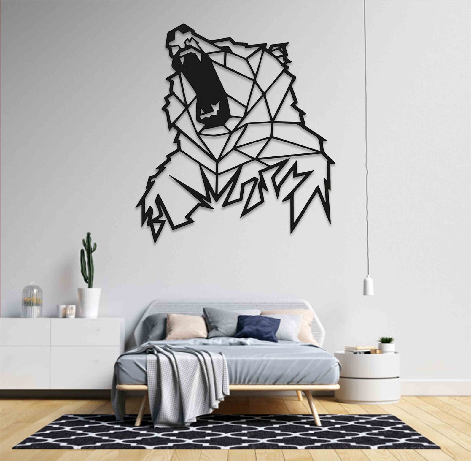 Geometric Bear Wall Poster Bear Wooden Sign Custom Bear Etsy