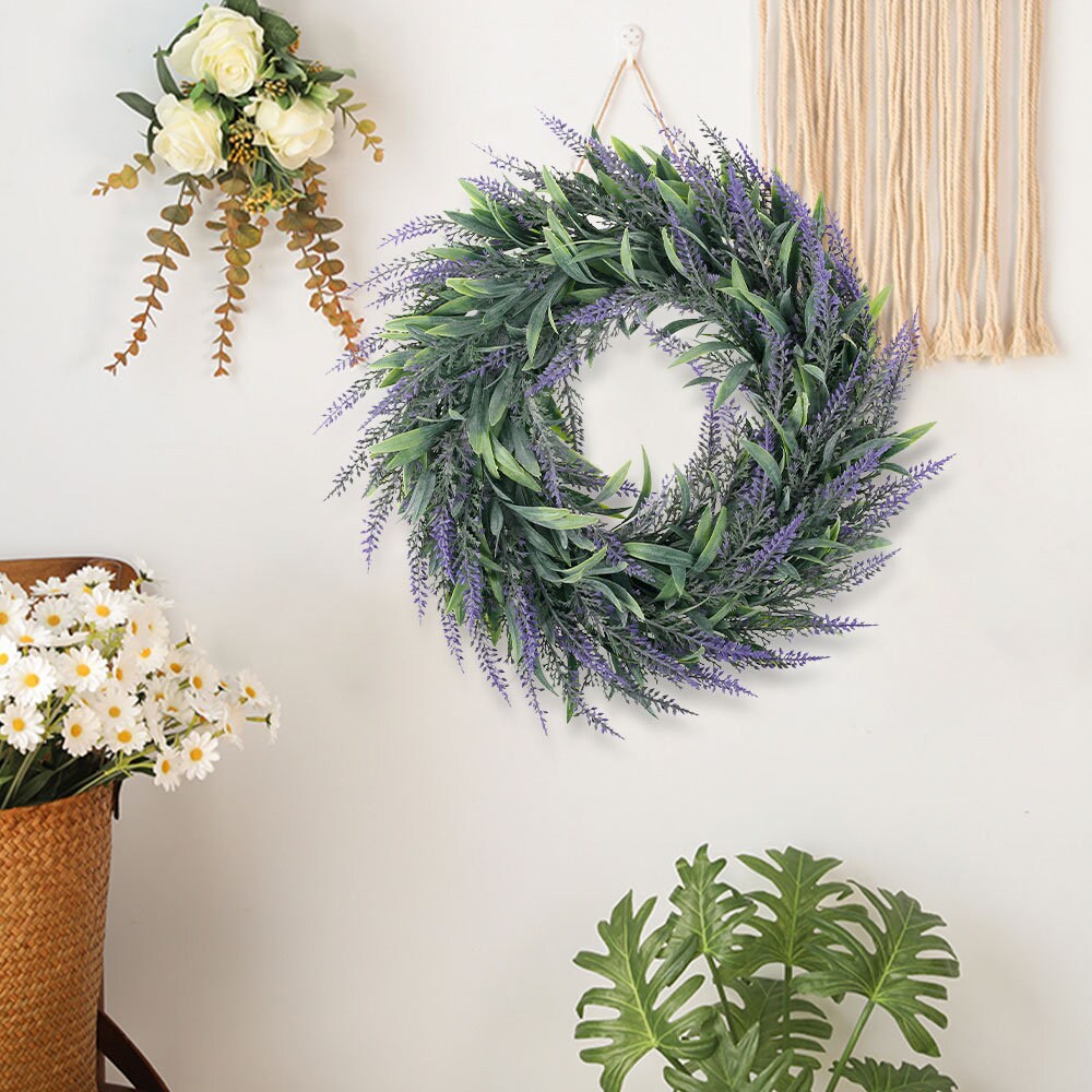 Artificial Lavender Wreath Hanging Door Wreath Etsy