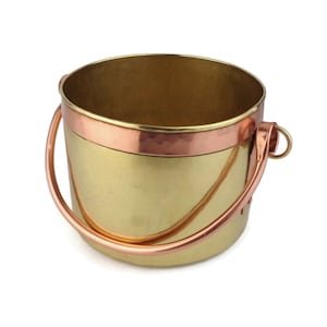Antique Brass Planter, Brass Jardiniere with Copper Decoration