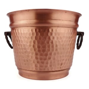 Handmade Copper Planter With Iron Handles, Vintage Copper Jardiniere