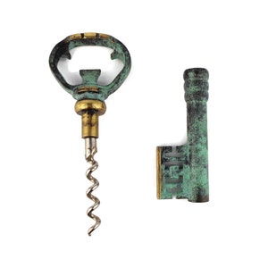 Antique Corkscrew Bottle Opener, Vintage Corkscrew and Bottle Opener Key Shaped