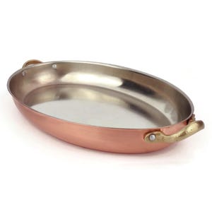 Copper Cooking Pan With Brass Handles, Vintage Copper Saucepan