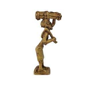 African Brass Man Statue, African Folklore Figurine, Primitive African Folk Art Sculpture