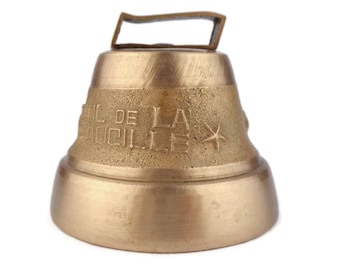 Antique Bronze Cow Bell , Classic Bronze Bell, Vintage Bell Maloja France, French Bronze Bell Col de la