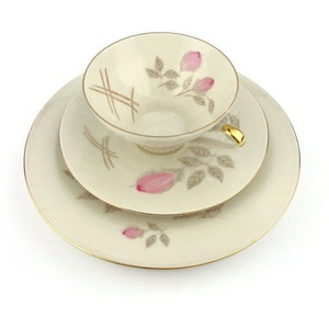 Vintage Bavarian Porcelain Trio Set, Breakfast Porcelain Trio Set Germany