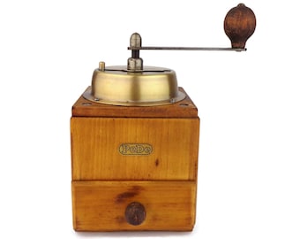 Vintage PeDe Coffee Grinder, 1950s Dutch Wall Mounted Coffee Mill
