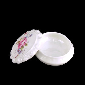 Vintage Porcelain Jewelry Box, Porcelain Jewelry Box, English Jewelry Box, Coalport Ming Rose Trinket Box