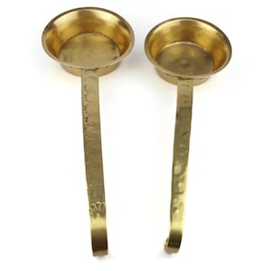 Vintage Cooking Ladles, Pair Brass Ladles