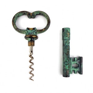 Antique Corkscrew Bottle Opener, Vintage Corkscrew and Bottle Opener Key Shaped