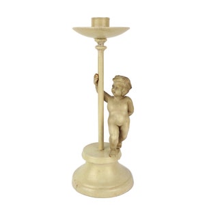 Antique Candle Holder, Vintage Candlestick With Cherub Figurine