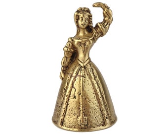 Antique Brass Hand Bell, Victorian Lady Bell, Lady Bell Figurine