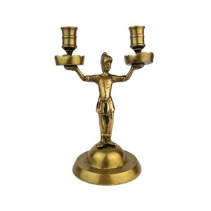 Antique Brass Candle Holder, Roman Warrior Brass Candlestick, 20th Century Brass Candle Holder