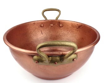 French Copper Cooking Pan, Jam Preserve Pot, Solid Copper Jam Preserve Pot France