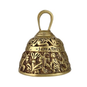 Antique Bronze Bell, Medium Bronze Bell, Bronze Temple Bell, Engraved Bronze Bell