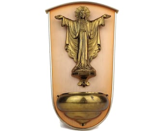 Antique Holy Water Font, Wall Holy Water Font With Jesus