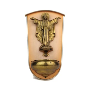 Antique Holy Water Font, Wall Holy Water Font With Jesus