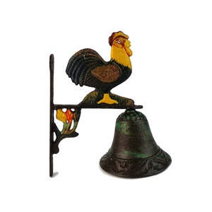 Antique Door Bell, Rooster Door Knocker, Hand Painted Door Bell