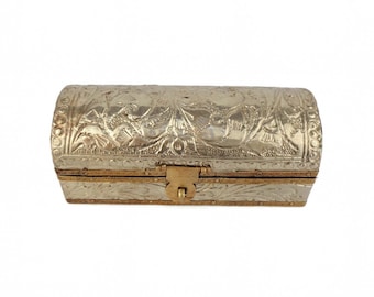 Antique Jewelry Box With Metal lining, Vintage Jewelry Box, Wooden Jewelry Box, Collectible Jewelry Box