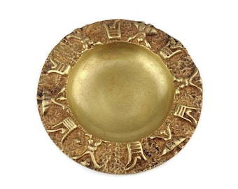 Vintage Brass Key Tray, Cast Brass Ornate, Coin Dish, Trinket Bowl