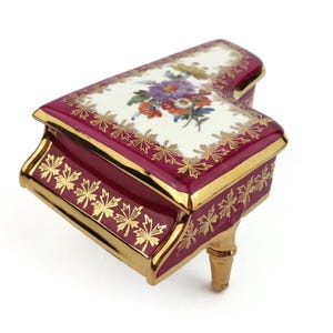 Vintage Limoges Jewelry Box, Handpainted Limoges Jewelry Box, Limoges Mini Piano Porcelain Jewellery Box