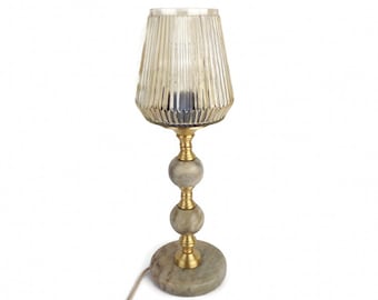 Antieke koperen tafellamp, vintage koperen tafellamp, koperen nachtlamp