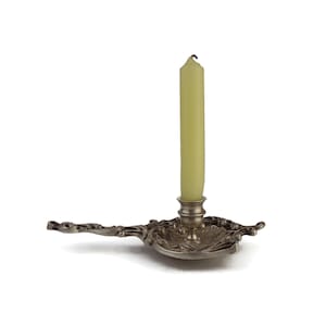 Antique Chamber Candle Holder, Silver Plated Candlestick