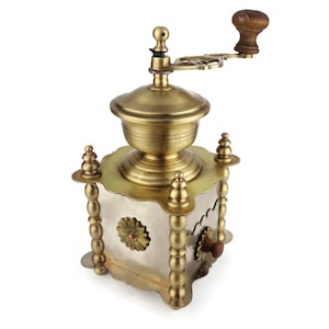 Antique Brass Coffee Mill, Vintage Brass Coffee Grinder