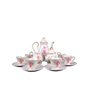 Vintage Porcelain Coffee Set, Yugoslavian Porcelain Coffee Tea Set