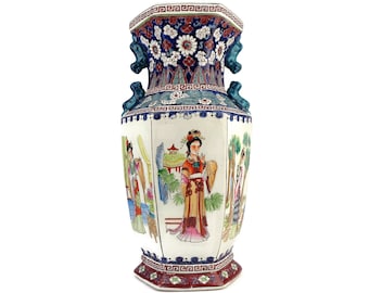 Antique Large Chinese Ceramic Vase, Handpainted Chinese Ceramic Vase, Large Chinese Ceramic Vase