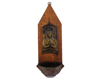 Antique Holy Water Font, Holy Water Font With Jesus
