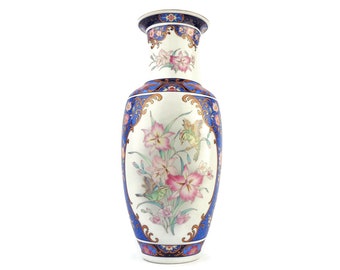 Antique Japanese Vase, Large Japanese Vase, Hand Painted Porcelain Vase