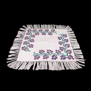 Antique Cotton Table Cloth, Handmade Tablecloth, Crochet Table Cloth