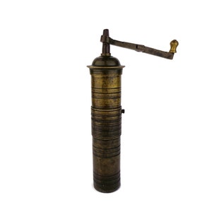 Antique Brass Coffee Mill, Brass Coffee Grinder, Engraved Brass Coffee Mill