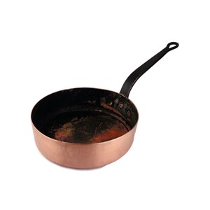 Large Solid Copper Saucepan With Iron Handle, Copper Cooking Pan, Copper Cookware Pan, Large Copper Frying Pan