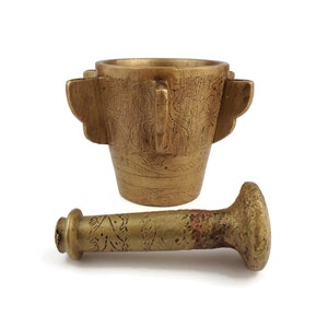 Antique Bronze Mortar and Pestle, 19th Century Bronze Mortar, Apothecary Bronze Mortar, Collectible Bronze Mortar