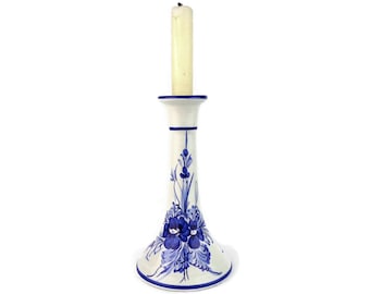 Vintage Ceramic Candle Holder, Handpainted Ceramic Candlestick