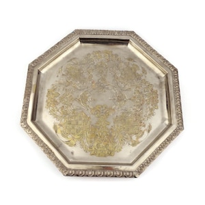 Antique Brass Tray, Handmade Moroccan Tray, Hand Engraved Moroccan Tray, Vintage Tray Morocco