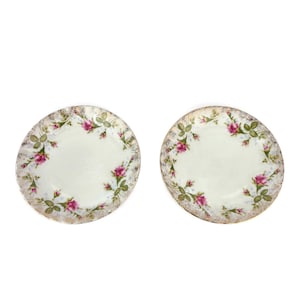 Vintage Porcelain Plates Set of 2, Porcelain Plates Set, Porcelain Dessert Plates Set Poland