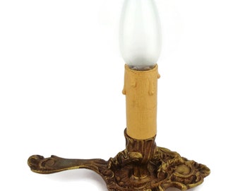 Antique Brass Table Lamp, Vintage Brass  Candle Holder Lamp, Vintage Night Lamp