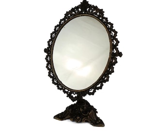 Espejo de mesa antiguo, espejo de mesa para maquillaje