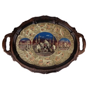 Vintage Copper Dining Tray Turkie, Istanbul Copper Dining Tray, Turkish Copper Tray