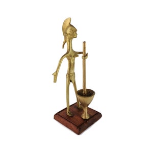 African Female Brass Statue, African Folklore Ashanti Figurine, Primitive African Folk Art Sculpture