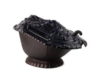 19th Century Coal Scuttle, Cast Iron Coal Scuttle, Antique Fireplace Decor, Fireplace Accessory