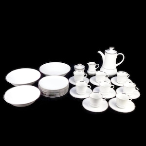 Vintage porseleinen koffieset, Beierse porseleinen theeset, porseleinen dessertservies Beieren Duitsland
