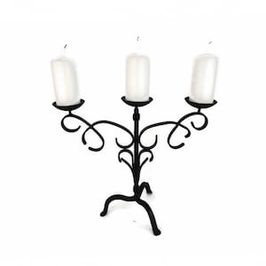 Antique Iron Candle Holder 3 Candles, Large Iron Candlestick, Large Iron Candelabra